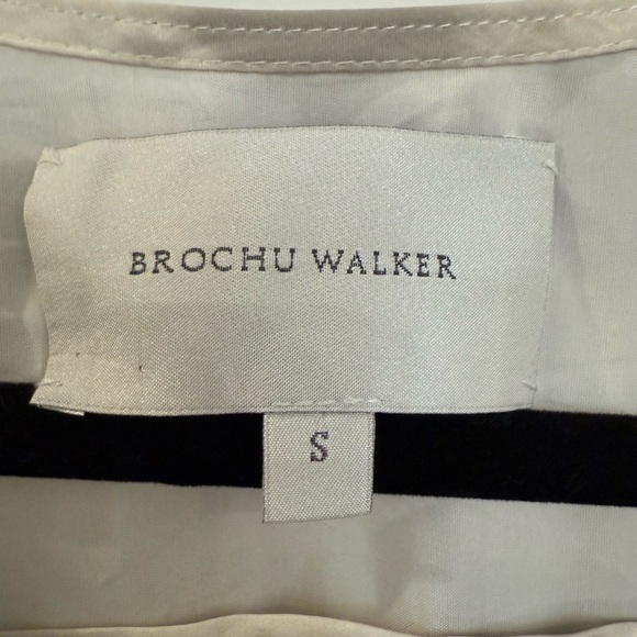 Brochu Walker Water Color Beige Tan Satin Print Long Sleeve Midi Dress Small - Picture 8 of 8